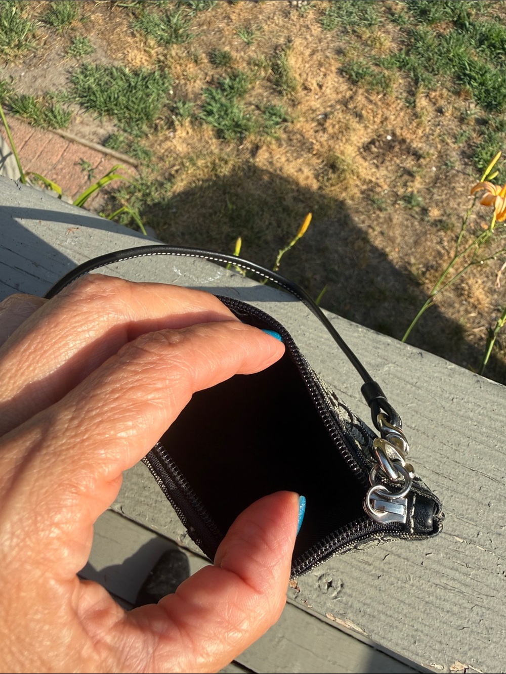 Coach Black and Gray Signature Canvas Wristlet - Picture 7 of 7